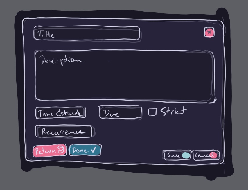 Sketch of task details dialog
